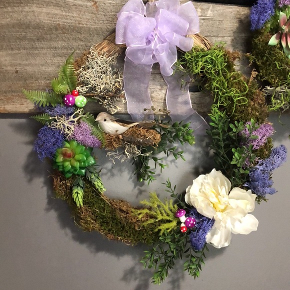 Straw spring wreaths 🍄 mushroom moss cottage core succulents bird - Picture 3 of 14